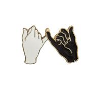 2pcs Pinky Promise Friendship BFF Brooches Pins Set for Women Girls Couple Unisex Fashion Cute Black White Enamel Backpacks Badge Hat Dress Accessories Valentine Farewell Jewelry Gifts, Metal, no