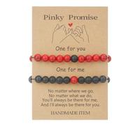 2Pcs Pinky Promise Matching Couple Bracelets Set Handmade Natural Stone Beaded Stretch Bracelet for Women Men His Her Best Friend Bff Friendship Relationship Anniversary Valentine Jewelry Gifts, M