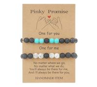 2Pcs Pinky Promise Matching Couple Bracelets Set Handmade Natural Stone Beaded Stretch Bracelet for Women Men His Her Best Friend Bff Friendship Relationship Anniversary Valentine Jewelry Gifts, M