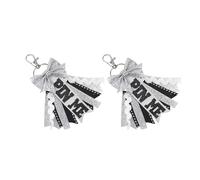 2Pcs PinMe Glitters Keychains With Rhinestones Sport Cheer Bows Keyring For Girl Shinys Bag Decoration
