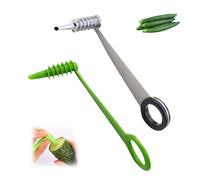 2Pcs Piranha Potato Spiral Cutting Machine,Stainless Steel Spiral Cutter for Veggies, 3-in-1 Stainless Steel Blade for Cucumber, Carrot | Manual Kitchen Slicer, Portable & Easy to Clean