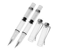 2Pcs Piston Filled Fountain Pen Set Transparent Fountain Pens with Bent Fude Nib & Fine Nib Refillable InkPen for Students Adults Calligraphy, Drawing, Sketching & Office Writing
