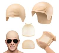 2PCS Pitbull Bald Cap Set, Latex Bald Caps with 2 Hairnet for Men Women | Realistic Bald Cap Pitbull Costume for Adults, Mr Worldwide Costume Accessory for Halloween Cosplay, Fancy Dress Parties