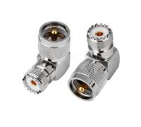 2PCS PL259 to SO239 UHF Male Female Connector SL16 PL-259 90 Degree Right Angle UHF Male to UHF Female Coax