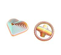 2PCS PLA 3D Printed Fidget Toy Set for Adults - Heart & Round Spinner Anxiety Relief Desk Toys 360° Rotation Sensory Focus Aid (7cm) (Colored C)