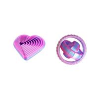2PCS PLA 3D Printed Fidget Toy Set for Adults - Heart & Round Spinner Anxiety Relief Desk Toys 360° Rotation Sensory Focus Aid (7cm) (Colored B)