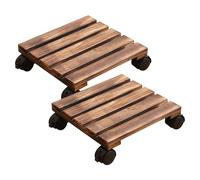 2Pcs Plant Caddy with Wheels 12 Inch Lockable Wooden Square Flower Pot Stand Heavy Duty Plant Stand for Indoor and Outdoor Use