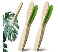 2Pcs Plants Leaf Cleaning Tongs, Wooden Handlepine Hair Plant Leaf Cleaner Pliers Multifunctional for Removing Dust From Both Sides of Plant Leaves Leaf Dust Cleaner, Leaf Cleaner for House Plants