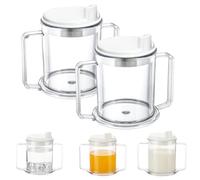 2Pcs Plastic Adult Sippy Cup with Double Handles and Lid, Clear Drinking Cup for Seniors, Elderly and Disabled, Suitable for Hot and Cold Beverages