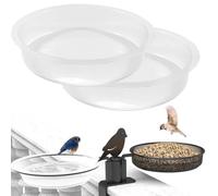 2PCS Plastic Bird Feeding Station With Water Bath Bowl - Replacement Dish Tray for Wild Birds Outside - Garden Round Birdbath