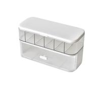 2PCS Plastic Double-Layer Desktop Data Cable Storage Box Charger Charging Finishing Divided Grid for Office and Home(Color 1)