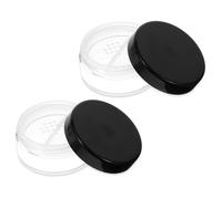 2PCS Plastic Empty Travel Compact Case, 10ml/0.34oz Loose Face Compact Case, Reusable Travel Cosmetic Containers, Small Cosmetic Jars with Rotatable Sifter and Black Screw Lid