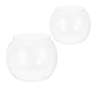 2pcs Plastic Fish Bowl Globe Desktop Decor for Small Aquariums | Modern Elegant Shape, Unbreakable Plastic Build, Office Display Use, Goldfish Bowl for Home Tabletop