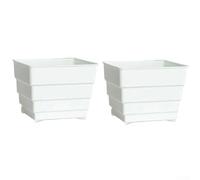 2pcs plastic flowerpots with square breathable design to promote air flow around roots and prevent root rot, suitable for various plant species (10cm white)