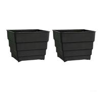 2pcs plastic flowerpots with square breathable design to promote air flow around roots and prevent root rot, suitable for various plant species (15cm black)