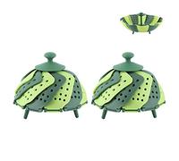 2pcs Plastic Foldable Steaming Rack Anti-scalding Retractable Steaming Basket Vegetable Fruit Basket (Green)