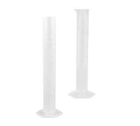 2pcs Plastic Graduated Cylinder with Scale, Hexagon Base | Graduation Marks, Plug Included, Meniscus Viewing, for Chemistry Lessons and Essential Oils