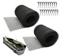 2Pcs Plastic Gutter Guard Mesh, Gardtech Leaf Protection 6in Wide by 20ft Long Mesh Gutter Guards Roll Leaf Guard Splash Roof Panels with 20 Fixed Hooks