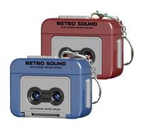 2PCS Plastic Mini Tape Recorder Keychain, Recordable Retro Mini Cassette Tape Player Keychain with Music, Microcassette Player for Backpacks, Handbags