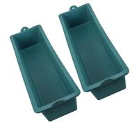 2pcs Plastic Poultry Feeder Trough Portion Control | Green Rectangular Design, Quick Cleaning, Time-saving Refills, Suitable for Sheep Goats Outdoor Use and Free-range Runs