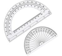 2pcs Plastic Protractors Math Protractor Clear 180 Degree 4"(10cm) and 6"(15cm) Protractor for Drafting Drawing Geometry, Office School Supplies