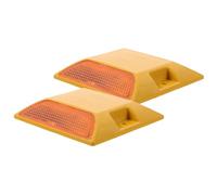 2pcs Plastic Road Markers Reflective Driveway Entrance Pavement Studs | Reflective Design Helps Guide Vehicle Entry and Warn Drivers to Slow down Concrete Curbs during Low Light