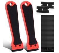 2PCS Plastic Scraper Tool Set with 100 Replaceable Non-Metal Scraping Edges, EVA Handle Sticky Adhesive Remover for Glass, Window, Car, Oven & Household Cleaning
