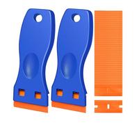 2PCS Plastic Scraper with 100 Plastic Blades, Glass Scraper, Multipurpose Plastics Non-Scratch Scraper Tool Kits for Cleaning Labels and Decals from Glass, Windshields, Oven Scraper