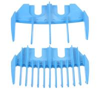 2pcs Plastic Sheep Trimmer Guide Attachment with 5 Tooth Comb | Blue Ergonomic Handle, Reinforced Slot Design, Rounded Teeth and Ruler Marks, Set for Barn Use
