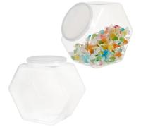 2Pcs Plastic Sweet Jars with Lids 3800ml Large Clear Hexagonal Wide Mouth Plastic Storage Jars with Lids for Snacks, Dog Treats, Craft and Sewing Supplies