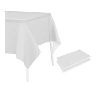 2Pcs Plastic Tablecloths - 137 x 274cm Table Cover, PEVA Table Clothes, Rectangle Party Tablecloth, Waterproof Table Protector for Party, Picnic, Kitchen, Christmas Table Decorations (White)