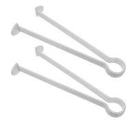 2pcs Plastic Trash Grabber Tongs, 9.8 Inch No Stoop for Seniors | Flat Mouth Design, Firm Grip and One Handed Use, White Plastic with Contoured Handle