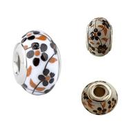 2pcs Plated Murano Glass Charm Beads