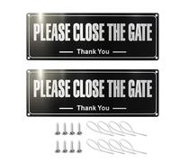 2Pcs Please Close The Gate Sign, 25×9cm Stainless Steel Metal Sign Please Close Gate with Cable Ties Screw Rope for Garden House Fence Indoor Outdoor