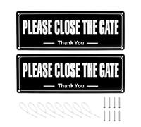 2Pcs Please Close The Gate Sign, Rustproof Aluminium Alloy Outdoor Door Notice, Waterproof UV Resistant Plaque for Garden Fence Shed Door, Shut The Gate Reminder Sign with Screws and Cable Ties