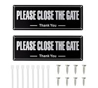2PCS Please Close the Gate Sign with 8PCS Cable Ties and Screws, Dog Signs for Gates, Fade Resistant Keep Gate Closed Sign Dogs, Please Shut the Gate Signs for Indoor Outdoors (Black)