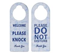 2pcs Please Do Not Disturb Signs, Double-Sided Leather Welcome Please Knock Signs Reversible Door Hanger for Office Meeting Room Hotel Restroom