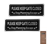 2PCS Please Keep Gate Closed Dog Warning Sign 9.8x3.5 Inches Durable and Fade Resistant Brushed Aluminum Close the Gate Sign Dog Guard Dogs Warning Sign Weather Resistant Reflective