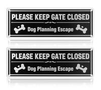 2Pcs Please Keep Gate Closed Sign, Anti-rust Aluminum Dog Planning Escape Loose Warning UV Fade Resistant Metal Close Gates Signs with 4 Drillings Adhesive Backing for Outdoor Garden Fencing 25 * 9CM