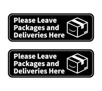 2pcs Please Leave Packages and Deliveries Here Sign, 3x9 Inch Delivery Stickers Decals Acrylic Delivery Instructions Sign Strong Adhesive Package Parcels and Delivery Notice Signs for Packages