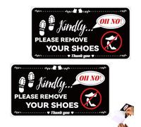 2pcs Please Remove Your Shoes Signs, 5x10 inch No Shoes Sign for House Kindly Take Off Your Shoes Sign Sticker Vinyl Shoes Off Sign for Front Doors Home Office Cafes Women Men Housewarming Gifts