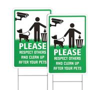 2pcs Please Respect Others and Clean Up After Your Pets Signs, 11.8x7.9in Double-Sided Pet Lawn Yard Signs with Metal H-Stake Pick Up Curb Dog No Peeing Sign Plaque