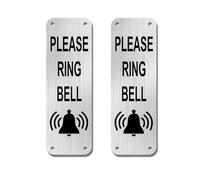 2PCS Please Ring The Bell Door Sign, 15×5cm Aluminum Doorbell Sign with Self-Adhesive & Pre-Drilled Holes, Durable Rustproof Ring Doorbell Plaque, Easy-Mounting for House, Office, Apartment