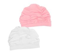 2Pcs Pleated Swim Caps for Women Elegant and Comfortable Long Hair Swimming Hats for Pool and Beach Activities UV Protection Elastic Fit for Enhanced Comfort and Style