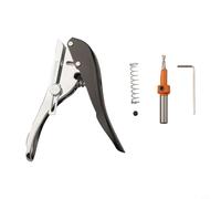 2pcs Plier Card Hole Punch Set with Countersink Drill, Adjustable Woodworking Tool for Edgebanding, PVC, Veneer, Paper and Cardboard Drilling(3.8×8mm)