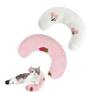 2PCS Plinko Dog Pillow - U Shaped Pet Calming Toy,Little Pillows for Cat Head to Lay On,Dog Calming Pillow,Cat Hugging Pillow,Curved Soft Pet Calming Pillow for Relief,Sleeping Improve (Pink+White)