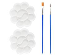 2Pcs Plum Palette, 2Pcs Watercolor Brushes, Mixing Palette For Kids, Paint Palette, Art Palette Plastic, Mixing Palette