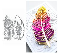 2pcs Plumed Feather Metal Die Cuts,Christmas Party Lace Flower Cutting Dies Cut Stencils for DIY Invitation Card Scrapbooking Album Decorative Embossing Paper Dies Card Making