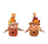2pcs Plush Autumn Scarecrow Pendants Made of Cloth for Bags and Home Decoration with Fall Themed Design and Comfortable Texture