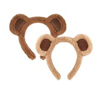 2pcs Plush Bear Ear Headband For Women, Cute Brown Bear Ears Headband For Birthday Party Photoshoot Event Kids Teens Ladies Girls